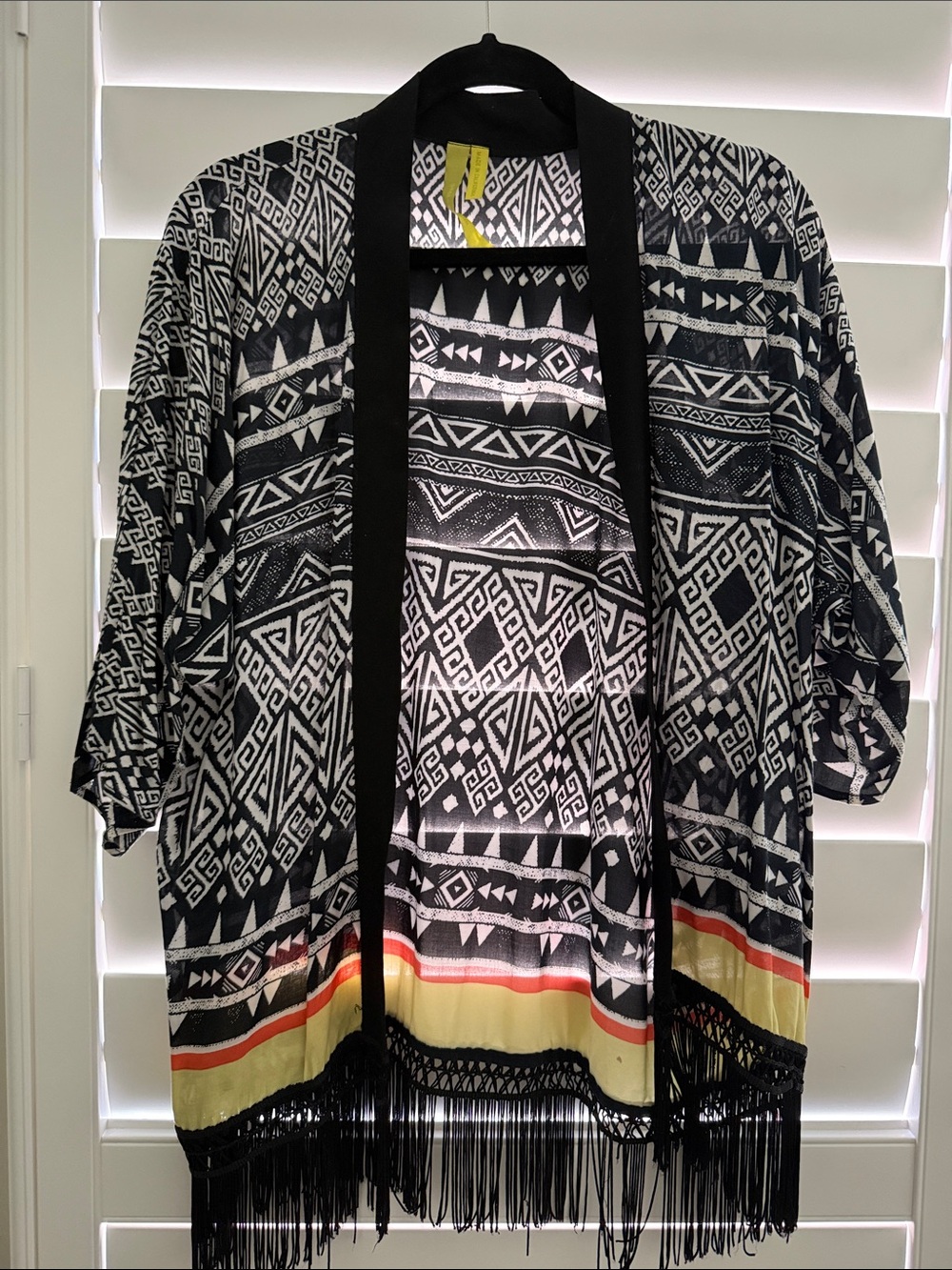 Green Dragon Black and White Aztec Cover-Up with Yellow and Orange Accent